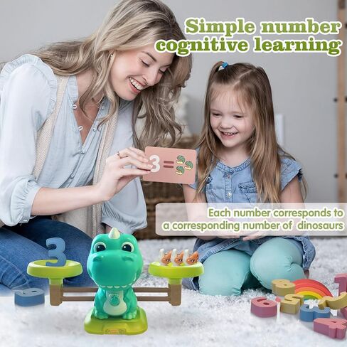 لعبة الرياضيات الرائعة لحساب توازن الديناصورات - لعبة الرياضيات لتوازن الديناصورات ولعبة الصيد للأطفال من سن 3 إلى 6 سنوات، لعبة تعليمية تعليمية ممتعة، هدية عيد ميلاد للأولاد والشوايات من عمر 3 4 5 6 7 8 (أخضر فاكهة) in Kuwait