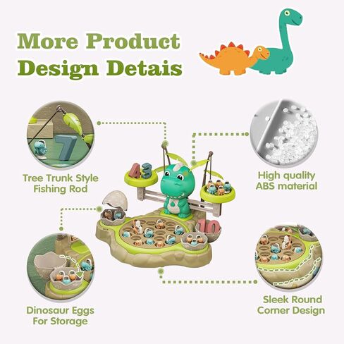 لعبة الرياضيات الرائعة لحساب توازن الديناصورات - لعبة الرياضيات لتوازن الديناصورات ولعبة الصيد للأطفال من سن 3 إلى 6 سنوات، لعبة تعليمية تعليمية ممتعة، هدية عيد ميلاد للأولاد والشوايات من عمر 3 4 5 6 7 8 (أخضر فاكهة) in Kuwait