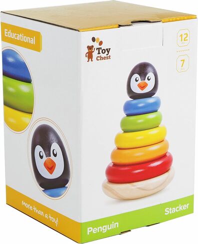 Adorable Bear Wooden Ring Colorful Rainbow Stacker - Solid Wood Educational Baby Toy for Toddler Boys and Girls Age 6-12 Months, 1 Year and Up - Classic Developmental Sorting and Stacking Toy in Saudi Arabia