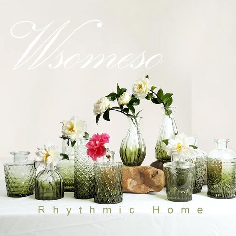 Wsomeso Glass Bud Vases Set of 10 Pcs, Clear Bud Vases in Bulk, Small Vases for Flowers, Vintage Glass Vases for Centerpieces, Cute Mini Flower Vases for Weddings, Home Decor, Table Decoration in Kuwait