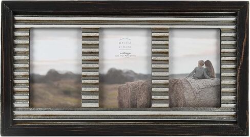 Prinz 3/4x6 Silo Ridge Black Wood Frame with Galvanized Metal Inner Border in Kuwait