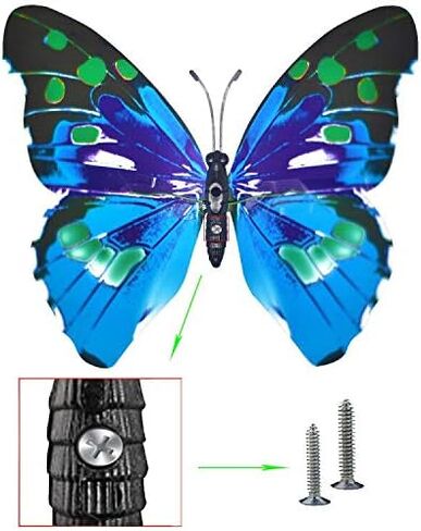 Giant Butterfly Garden Stakes Decorations Outdoor 3D Butterflies Lawn Decorative Yard Decor Patio Accessories Ornaments PVC Gardening Art Christmas Whimsical Gifts (Pack of 24) in Saudi Arabia