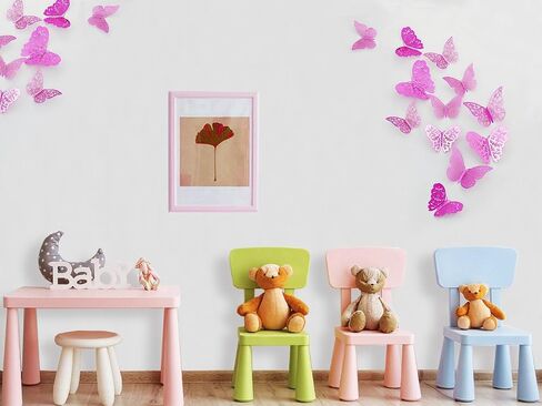 pinkblume Black Gray 3D Butterfly Wall Decor Decals Stickers Removable DIY Metallic Paper Butterflie Wall Murals Decorations for Home Living Room Babys Bedroom Showcase Nursery Wall Art Decor (36PCS) in Saudi Arabia