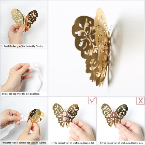 pinkblume Black Gray 3D Butterfly Wall Decor Decals Stickers Removable DIY Metallic Paper Butterflie Wall Murals Decorations for Home Living Room Babys Bedroom Showcase Nursery Wall Art Decor (36PCS) in Saudi Arabia
