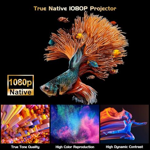 جهاز عرض مع واي فاي وبلوتوث 5.1، مطور 2023 9000 لوكس 1080P يدعم FHD HD، جهاز عرض صغير محمول للاستخدام الخارجي متوافق مع الهاتف الذكي HDMI USB AV AUX VGA in Kuwait