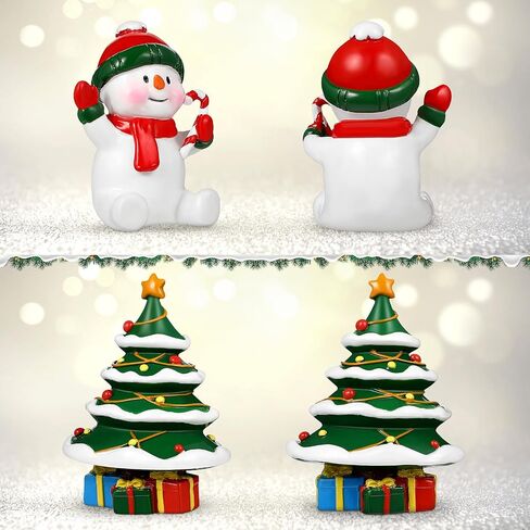 POPETPOP Aquarium Christmas Decorations- 2pcs Miniature Resin Christmas Tree Snowman, Fish Tank Decoration Christmas Mini Ornaments Christmas Figurines Landscaping Decor for Fish Tank in Saudi Arabia