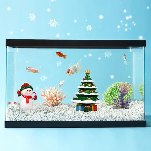 POPETPOP Aquarium Christmas Decorations- 2pcs Miniature Resin Christmas Tree Snowman, Fish Tank Decoration Christmas Mini Ornaments Christmas Figurines Landscaping Decor for Fish Tank in Saudi Arabia