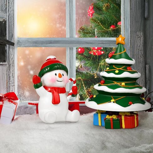 POPETPOP Aquarium Christmas Decorations- 2pcs Miniature Resin Christmas Tree Snowman, Fish Tank Decoration Christmas Mini Ornaments Christmas Figurines Landscaping Decor for Fish Tank in Saudi Arabia