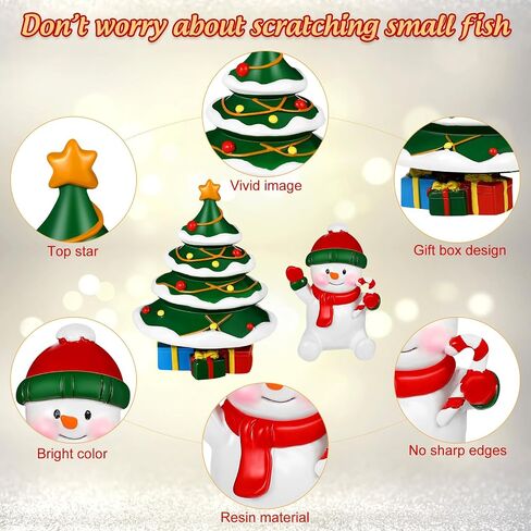 POPETPOP Aquarium Christmas Decorations- 2pcs Miniature Resin Christmas Tree Snowman, Fish Tank Decoration Christmas Mini Ornaments Christmas Figurines Landscaping Decor for Fish Tank in Saudi Arabia