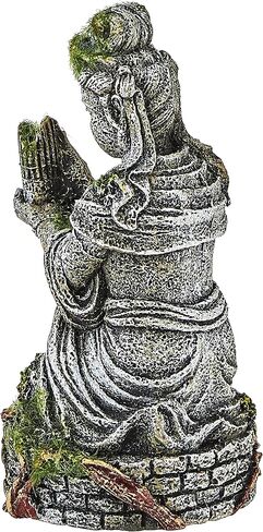 Blue Ribbon EE-696 Ancient Buddha Statue with Moss Exotic Environments Aquarium Ornament, White in Kuwait