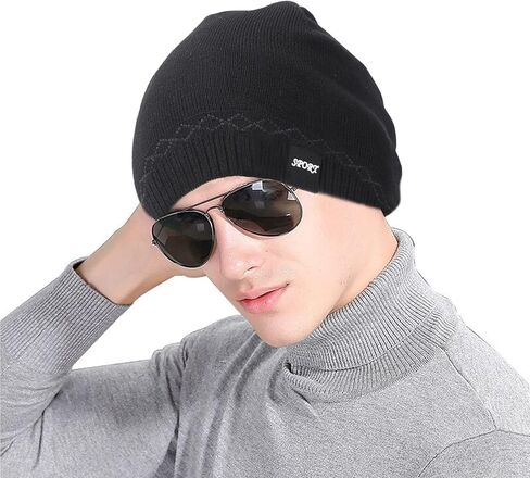 رجل دافئ قبعة صغيرة متماسكة الصوف مبطن قبعات الشتاء مكبل قبعة مضلع تخزين قبعة عادي توبوجان قبعة in Kuwait