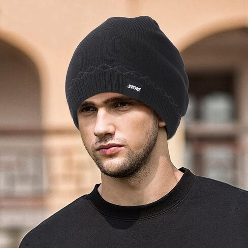 رجل دافئ قبعة صغيرة متماسكة الصوف مبطن قبعات الشتاء مكبل قبعة مضلع تخزين قبعة عادي توبوجان قبعة in Kuwait