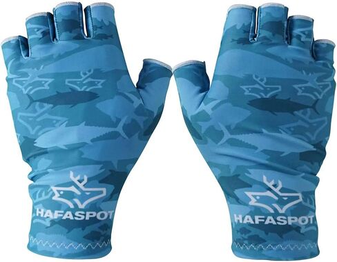 HAFASPOT - Fishing Gloves UPF 50+ UV Sun Protection Men Women Kayaking, Paddling Aqua in Kuwait