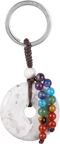 moonsix Crystal Peace Buckle Donut Keychain with 7 Chakra Beads Natural Reiki Healing Stones Keyring Charm Decor for Unisex in Saudi Arabia