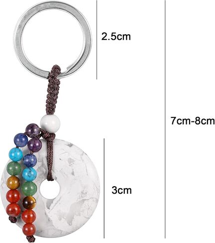 moonsix Crystal Peace Buckle Donut Keychain with 7 Chakra Beads Natural Reiki Healing Stones Keyring Charm Decor for Unisex in Saudi Arabia