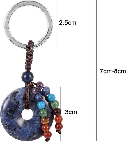 moonsix Crystal Peace Buckle Donut Keychain with 7 Chakra Beads Natural Reiki Healing Stones Keyring Charm Decor for Unisex in Saudi Arabia