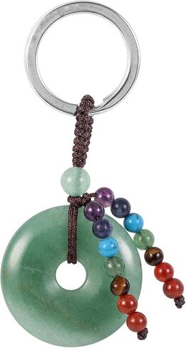 moonsix Crystal Peace Buckle Donut Keychain with 7 Chakra Beads Natural Reiki Healing Stones Keyring Charm Decor for Unisex in Saudi Arabia
