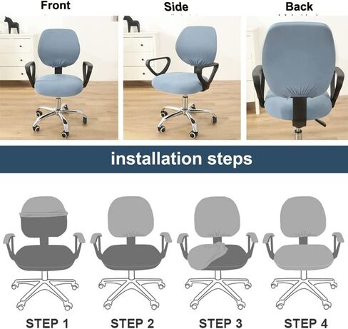 Gardaner Office Chair Cover Water Resistant- Split Protective & Stretch Jacquard Elastic Universal Slipcover for Desk Task Chair, Computer Rotating Chair, Armless Chair (Silver Gray) in Kuwait