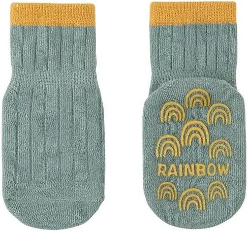 Zurie Non slip Baby/Toddler socks with grip,Girls/Boys, Anti-slip, Anti-skid, Ultra soft, Breathable Cotton for 6-12 months -5 Pairs, Grey, Olive, Green, Pink,mustard, 6-1T in Kuwait