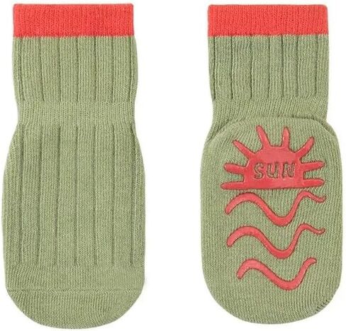 Zurie Non slip Baby/Toddler socks with grip,Girls/Boys, Anti-slip, Anti-skid, Ultra soft, Breathable Cotton for 6-12 months -5 Pairs, Grey, Olive, Green, Pink,mustard, 6-1T in Kuwait