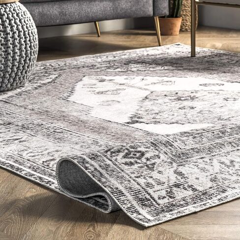 سجادة NuLOOM Gladys عداء رفيعة للغاية قابلة للغسل في الغسالة، مقاس 2' 6'' x 8'، رمادي فاتح in Saudi Arabia