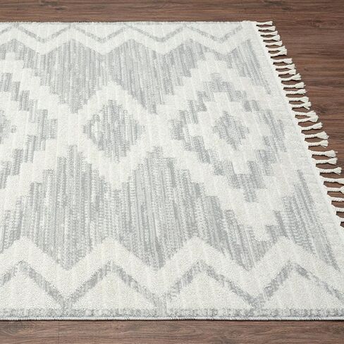 مجموعة LUXE WEAVERS Ibiza 8067 سجادة منطقة هندسية جنوبية غربية زرقاء 5×7 in Kuwait
