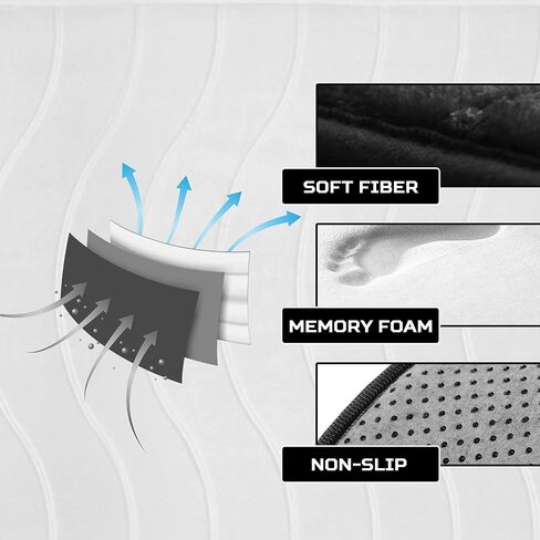 مجموعة سجاد الحمام الفاخرة Elvoki مكونة من 5 قطع - طقم سجادة حمام من الإسفنج الذكي، طقم سجاد المرحاض. قوي الامتصاص، غير قابل للانزلاق، فائق النعومة، سهل التنظيف، أسود in Kuwait
