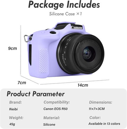 Rieibi EOSR50 EOS R50 Case, Soft Silicone Protective Case for Canon EOS R50 EOSR50 Vlogging Camera, Lightweight EOS R50 Camera Case Cover Grip Body Skin - Light Pink in Saudi Arabia