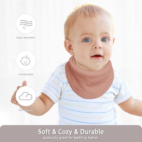 Lulu moon Baby Muslin Bibs - 100% Cotton for Teething Drooling Girls Boys, 8 Pack in Kuwait
