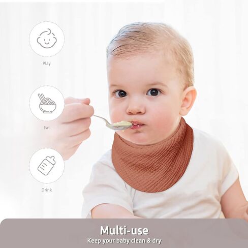 Lulu moon Baby Muslin Bibs - 100% Cotton for Teething Drooling Girls Boys, 8 Pack in Kuwait