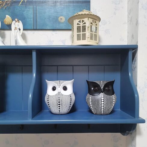 Owl Craft Statues Home Decor - Owl Figurines, Animal Statue, Small Accents for Bedroom, Office, Garden, Bookshelf Decor, TV Stand(Gold&White) in Saudi Arabia