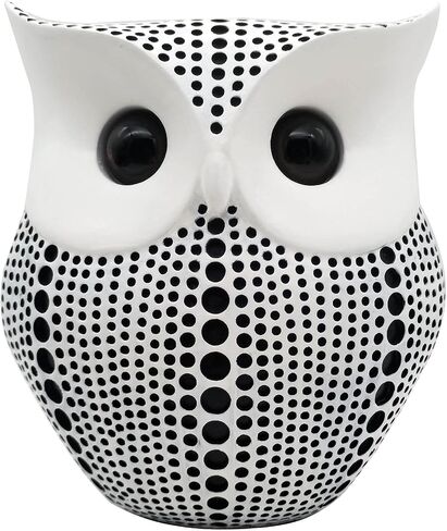 Owl Craft Statues Home Decor - Owl Figurines, Animal Statue, Small Accents for Bedroom, Office, Garden, Bookshelf Decor, TV Stand(Gold&White) in Saudi Arabia