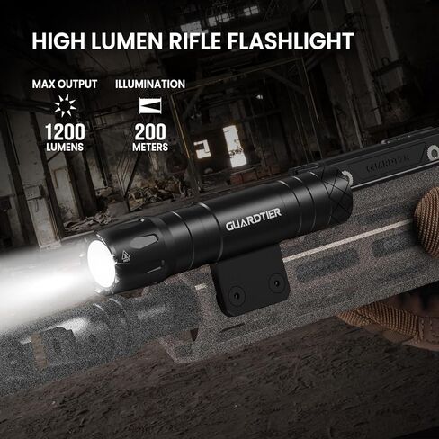 مصباح سلاح Guarditer M104 1200 لومن متوافق مع سكة ​​M-Lok، مصباح يدوي تكتيكي قابل لإعادة الشحن مع مفتاح ضغط ولوحة تثبيت مثبتة على البندقية in Kuwait