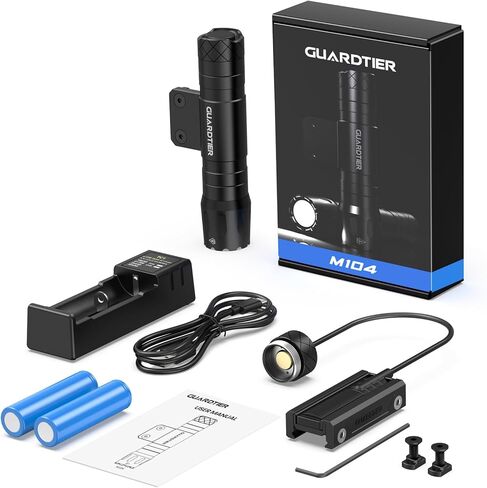 مصباح سلاح Guarditer M104 1200 لومن متوافق مع سكة ​​M-Lok، مصباح يدوي تكتيكي قابل لإعادة الشحن مع مفتاح ضغط ولوحة تثبيت مثبتة على البندقية in Kuwait