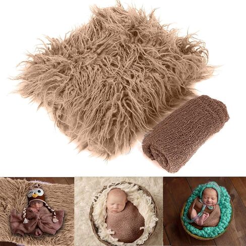 Queen.Y Baby Newborn Photography Props,2Pcs Baby Photo Props Newborn Wraps Photography Blanket Mat for Baby Boys and Girls in Saudi Arabia