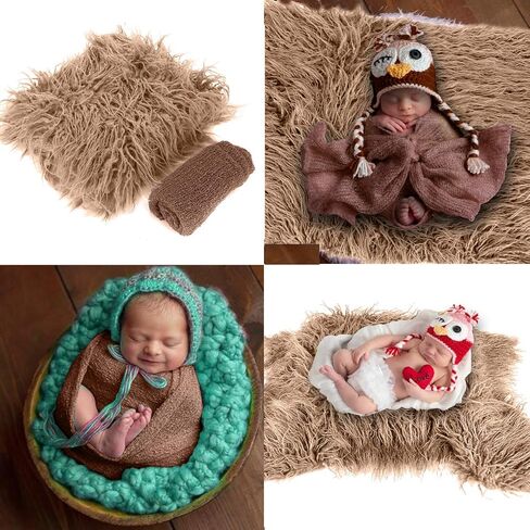 Queen.Y Baby Newborn Photography Props,2Pcs Baby Photo Props Newborn Wraps Photography Blanket Mat for Baby Boys and Girls in Saudi Arabia