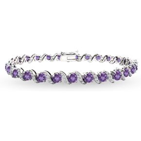Sterling Silver Genuine, Created or Simulated Gemstone Round S Design Tennis Bracelet for Women in Kuwait