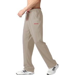 Men's Lightweight Sweatpants with Zipper Pockets Open Bottom Athletic Loose Fit Joggers Pants for Workout,Training