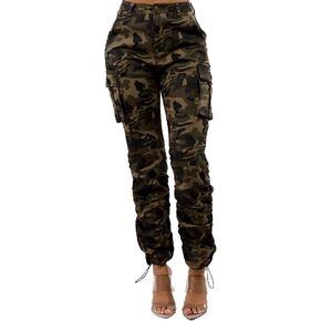 Love Moda Women's Trendy Slim Fit Belted Cargo Pants with Stretchy Spandex