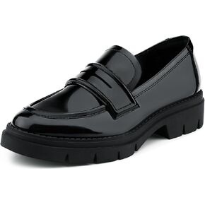 JENN ARDOR Women's Chunky Loafers Slip On Lug Sole Penny Loafer Comfort Casual Round Toe Mid Heels Platform Work Shoes in Kuwait