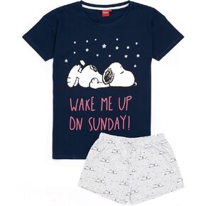 Snoopy Pyjamas Ladies Womens Top Long Or Short Bottoms Options Navy Pjs