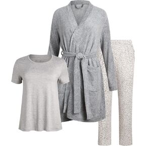 Eddie Bauer Women’s Pajama Set – 3 Piece Sleepwear Set - Bathrobe, T-Shirt, and Lounge Pants Set for Women (S-XXL) in Kuwait
