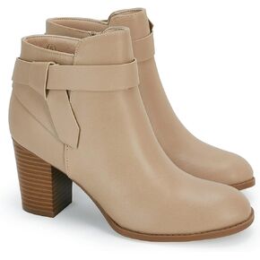 Women's Tie Knot Chelsea Pump Ankle Boots Closed Toe Stacked Heel Booties Shoes in Saudi Arabia