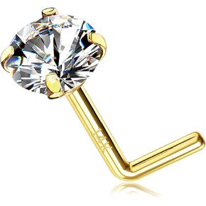 CHARMONLINE 14k Gold Nose Stud Real Gold Nose Rings 20g Yellow Gold Nose Stud Star,Heart,Round Cubic Zirconia 20G Hypoallergenic Nose Piercing for Women in Saudi Arabia
