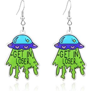TIANBANGSHI Fun Cute UFO Space Dangle Earrings Novelty Weird Acrylic Aliens Earrings for Women Girls in Kuwait
