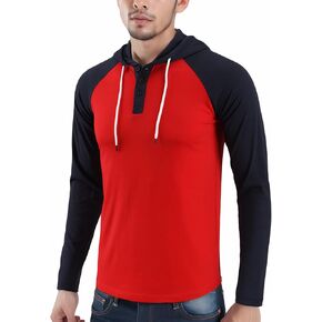 DESPLATO Men's Casual Long Sleeve Lightweight Active Sports Henley Hooded Shirt Hoodie Jersey