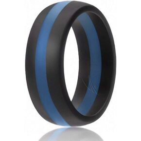 ROQ Silicone Rubber Wedding Ring for Men, Comfort Fit, Men's Wedding Band, Breathable Rubber Engagement Band, 8mm Wide 2mm Thick, Dome Style Middle Line, Solid Stripes, Multi Packs, Multi Colors