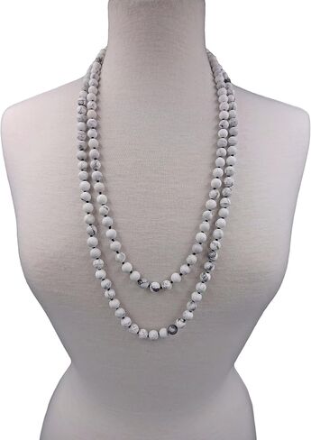 MGR MY GEMS ROCK! 8MM 60 Inch Matte-Finish Genuine Semi-Precious Stone Endless Infinity Opera Length Hand Beaded Mala Chakra Long OR Multi-Strand Multi-wrap Necklace for Women or Men. in Kuwait