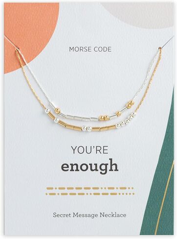 قلادة DEMDACO Morse Code فضية وذهبية اللون، أنت قوي ومبارك بمقاس واحد من النحاس in Kuwait