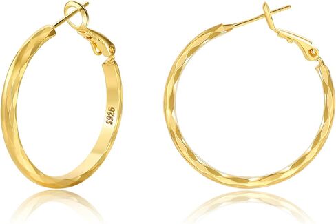 Large Sterling Silver Hoop Earrings for Women Diamond-Cut Silver Hoop Earrings Hypoallergenic Circle 3mm Thin Hoop Oversize Big Silver Hoop Earrings 925 Sterling Silver for Girls 20/30/40/50/60mm in Kuwait